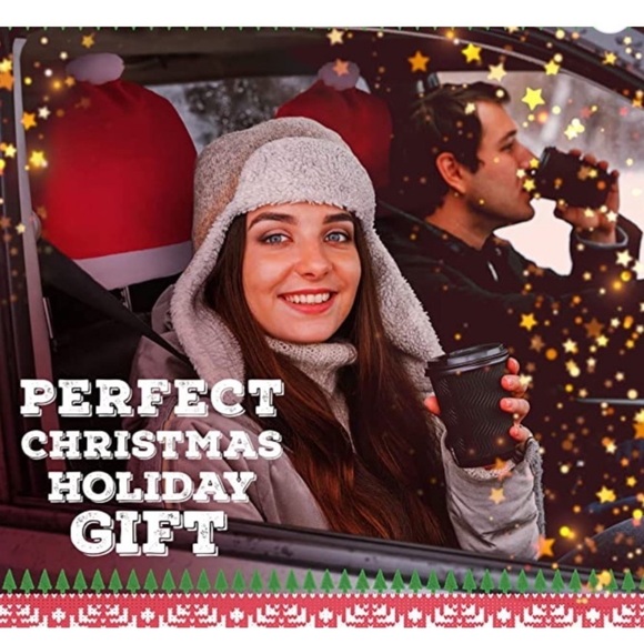 Santa Hat Car Seat Headrest Covers Auto Accessory Car Decoration 2 Pack - Picture 4 of 14